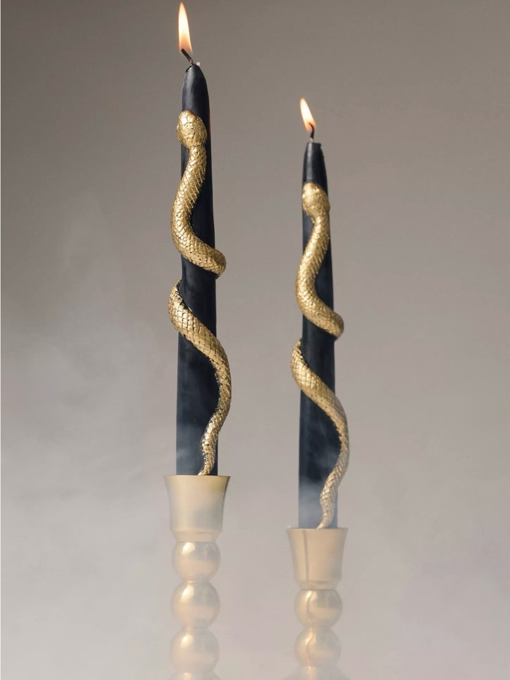 NEW Anthropologie Snake Taper Candles, Black & Gold, Set of 2 🐍